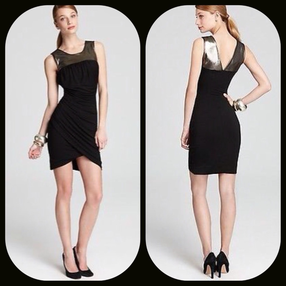 TRACY REESE metallic draped jersey knit dress